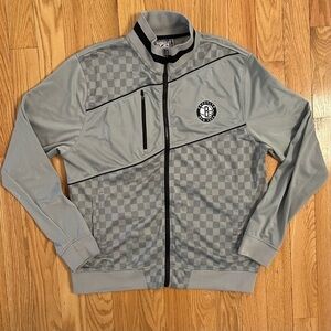 Zipway Brooklyn NY Nets NBA Gray Checkered Track Jacket Full Zip Mens XL